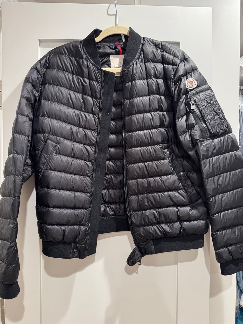 Moncler Black Quilted Puffer Bomber Jacket